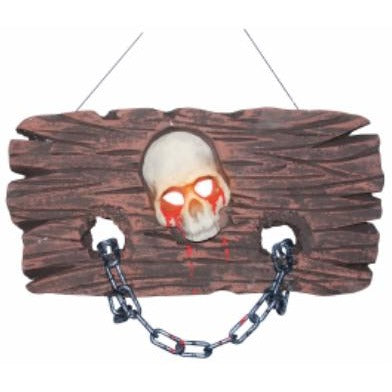 Skull in Stockade Halloween Prop