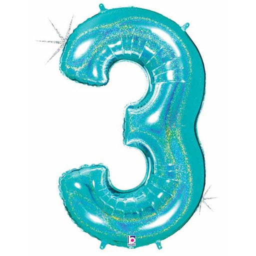 Megaloon Number 3 Holographic Balloon, 40 Inch