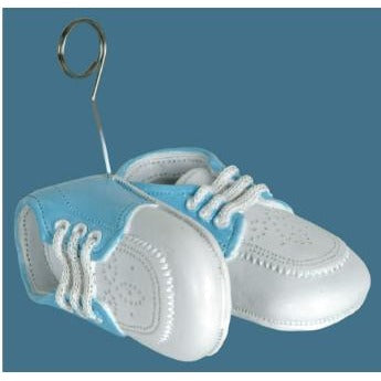 Light Blue Baby Shoes Photo and Balloon Holder