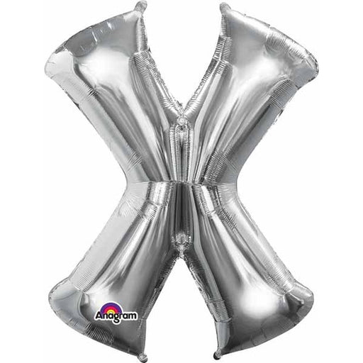 16-Inch Silver Letter X Foil Balloon