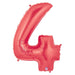 Megaloon Red Number 4 Balloon, 40 Inch