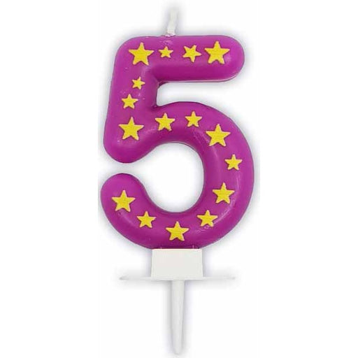 Stars Number 5 Birthday Candle