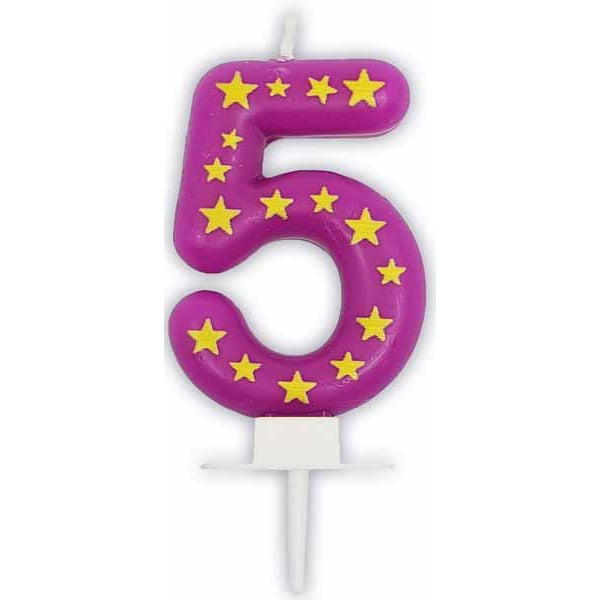 Stars Number 5 Birthday Candle