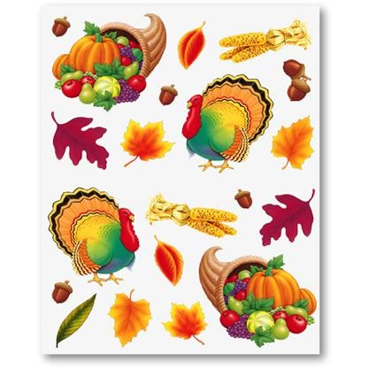 Large Thanksgiving Stickers, 4 Sheets per Pack