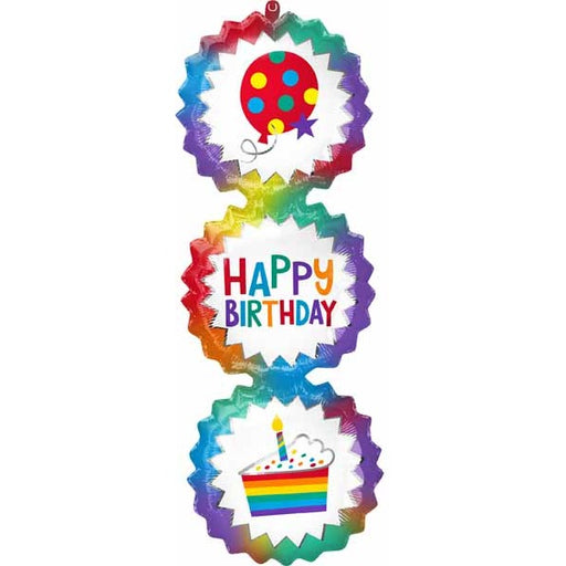 Happy Birthday Ombre Bursts 38-Inch Foil Balloon
