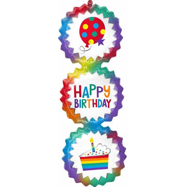 Happy Birthday Ombre Bursts 38-Inch Foil Balloon
