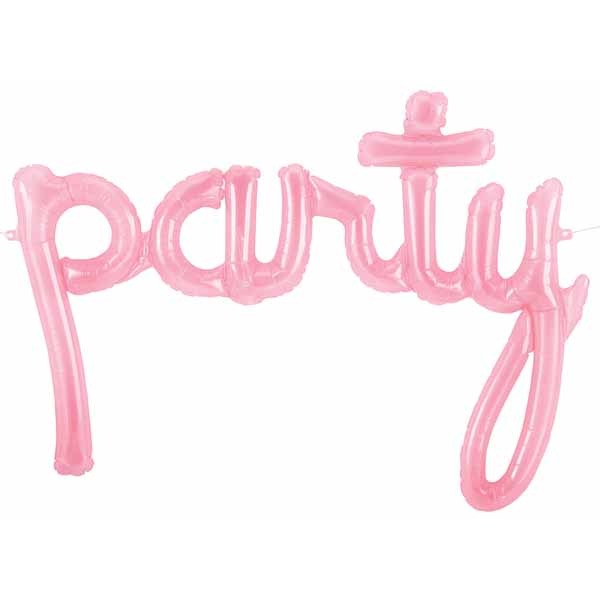 44-Inch Clear Pink Party Script Balloon