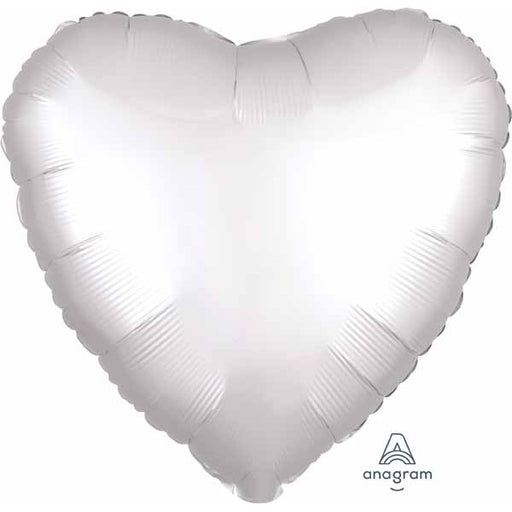 White Satin Luxe Heart Foil Balloon, 18 Inch