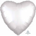 White Satin Heart Foil Balloon, 18 Inch