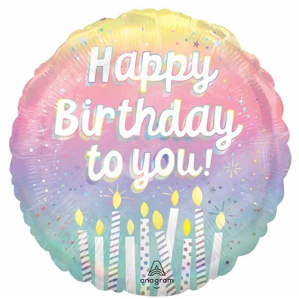 Pearlized Birthday 18" Round Holographic Foil Balloon
