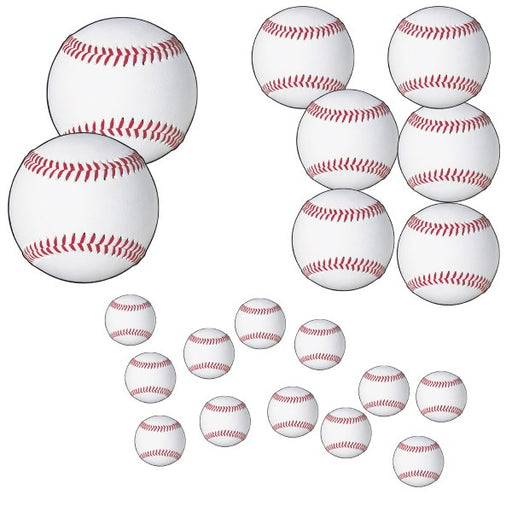 Baseball Cutouts in Assorted Sizes, 12-Pack