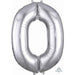 26 Inch Silver Number 0 Foil Balloon
