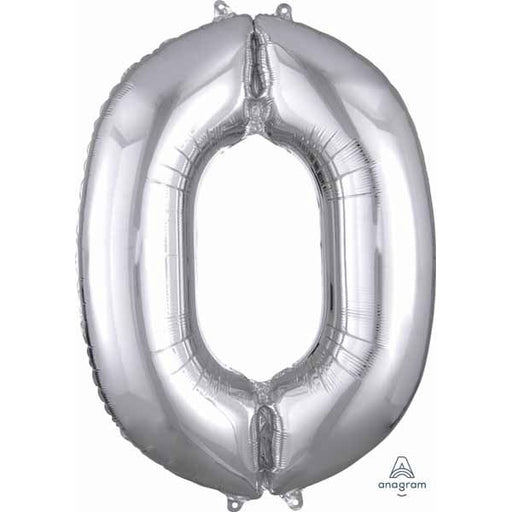 34-Inch Silver Number 0 Foil Balloon