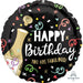 Happy Birthday Gold Bubbly 18" Round Foil Balloon
