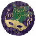Happy Mardi Gras Mask 18-Inch Round Foil Balloon