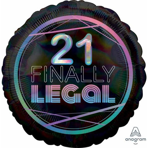 Finally 21 Holographic Round Foil Balloon, 18 Inch