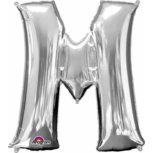 Silver Letter M 34 Inch Foil Balloon