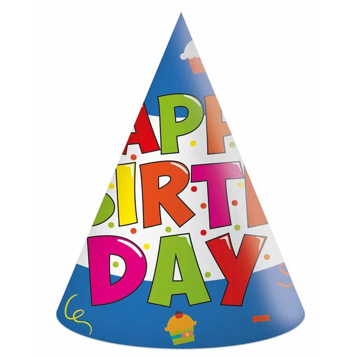 Kokliko Happy Birthday Paper Party Hats, 6 Pack