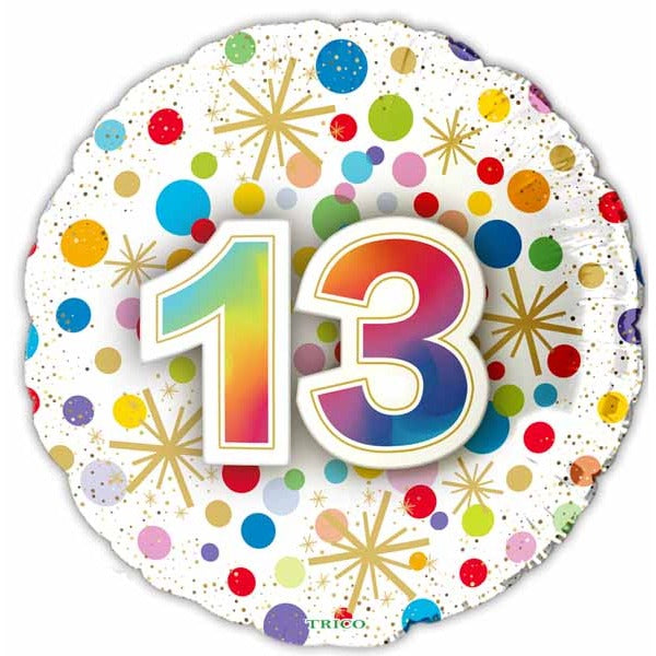 Number 13 Milestone Foil Balloon, 18 Inch