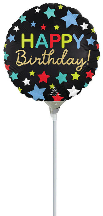 9" Satin Happy Birthday Stars (10/Pk)