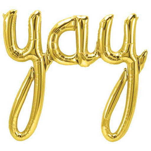 "45-Inch Metallic Gold 'Yay' Script Sign"