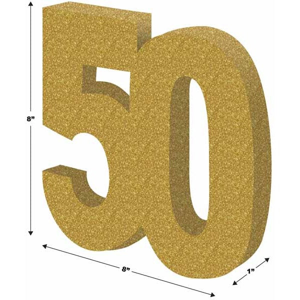 Gold 3D Glittered Number 50 Centerpiece