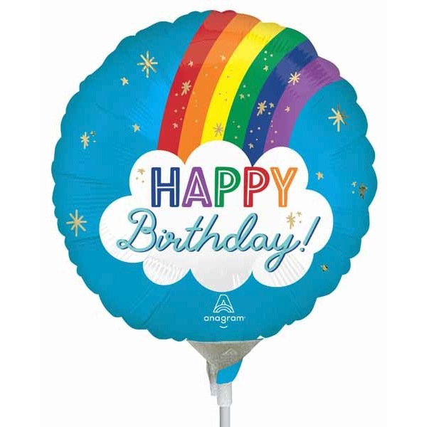 Satin Happy Birthday Rainbow 9-Inch Round Foil Balloon