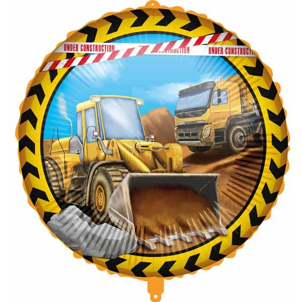 Construction 18-Inch Round Foil Balloon