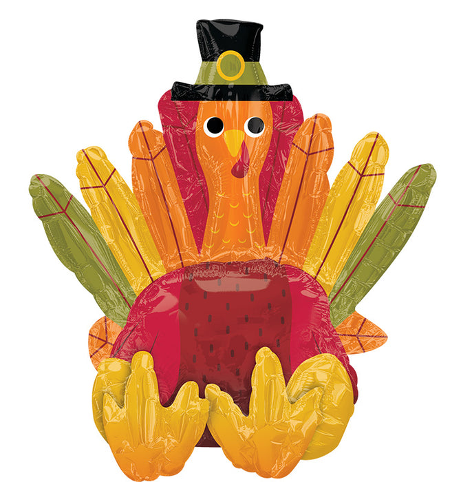 20" Consumer Inflatable Pilgrim Turkey Sitter Foil Balloon (5/Pk)