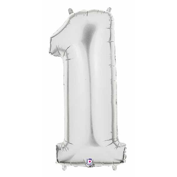 34" Silver Number 1 Megaloon Balloon