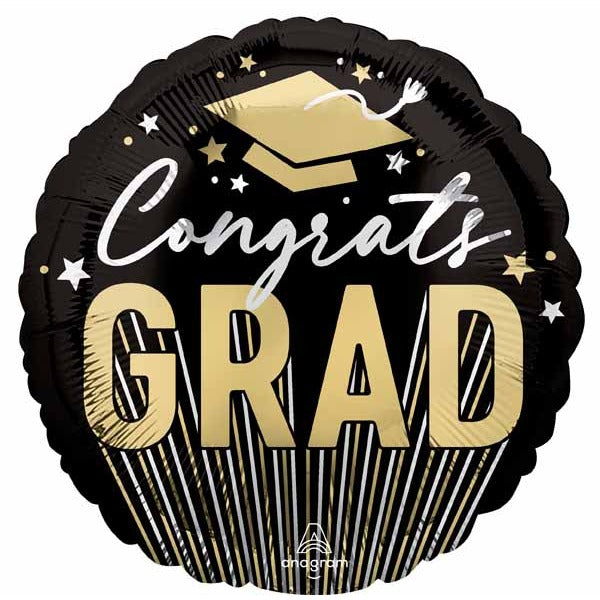 Stripes Grad 18" Round Foil Graduation Balloon