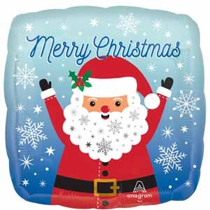 Snowy Christmas Santa 18-Inch Square Foil Balloon