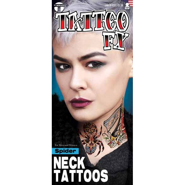 Tinsley Transfers Spider Neck Tattoo