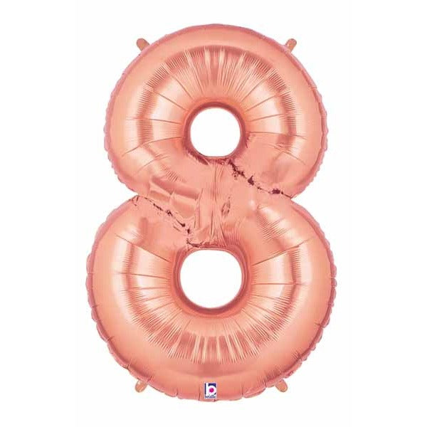 Megaloon Rose Gold Number 8 Balloon, 34 Inch