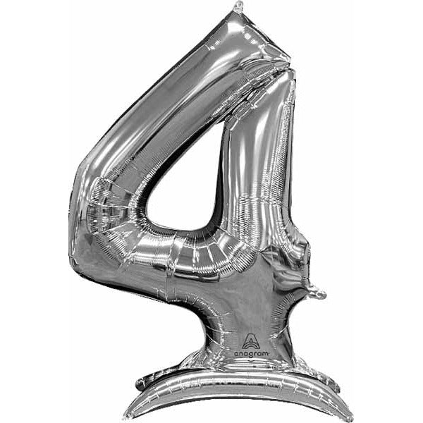 50-Inch Silver Number 4 Stand-Up Balloon