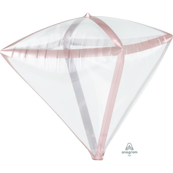 Rose Gold Trim Clear Diamondz Foil Balloon