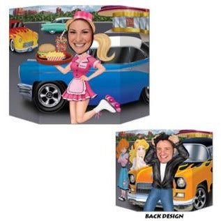 1950s Car Hop & Greaser Double-Sided Photo Prop