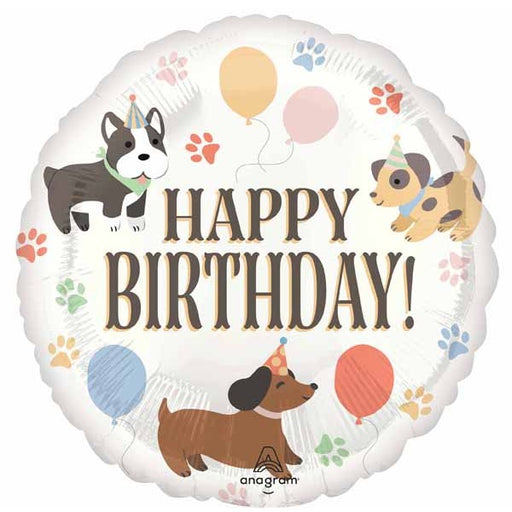 Pawsome Party Happy Birthday 18" Round Foil Balloon