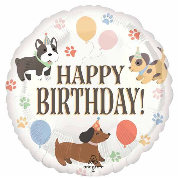 Pawsome Party Happy Birthday 18" Round Foil Balloon