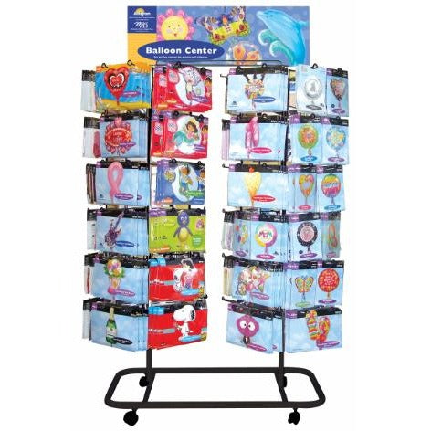 120-Peg Dual Spinner Floor Display Rack - Black