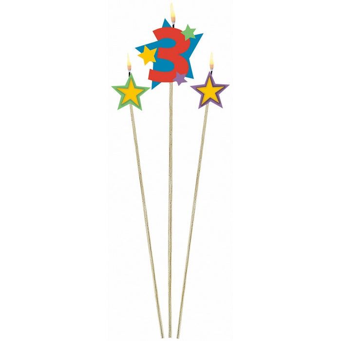 Number 3 Star Candle Stick Set, 3 Pieces