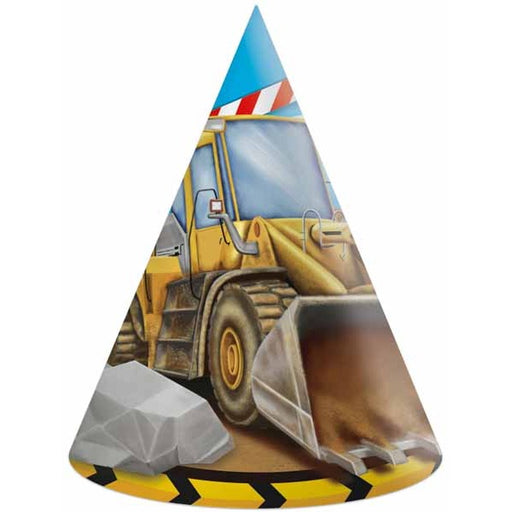 Construction Theme Paper Party Hats, 6 Pack