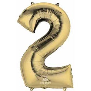34-Inch White Gold Number 2 Balloon