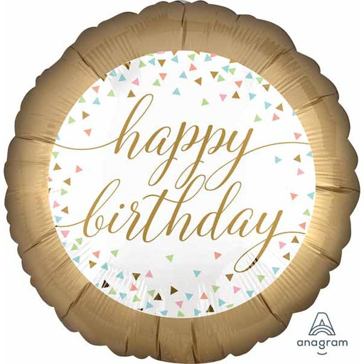 Pastel Confetti Birthday Round Foil Balloon, 18 Inch