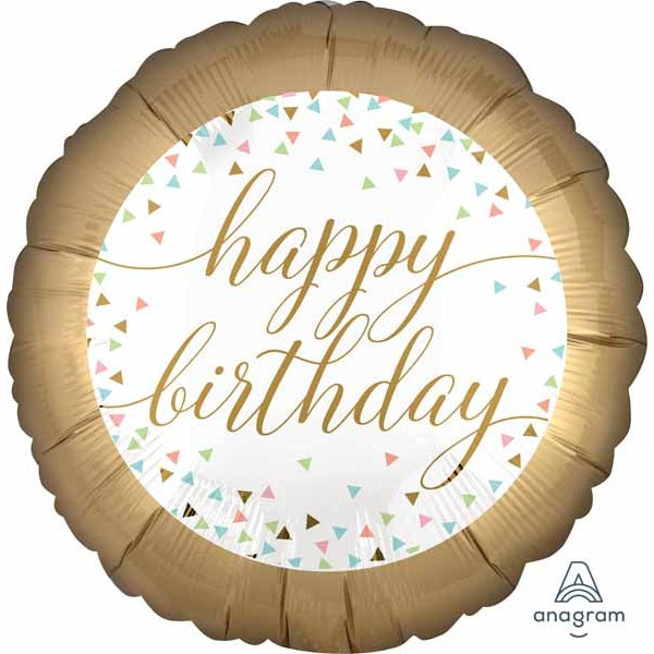 Pastel Confetti Birthday Round Foil Balloon, 18 Inch