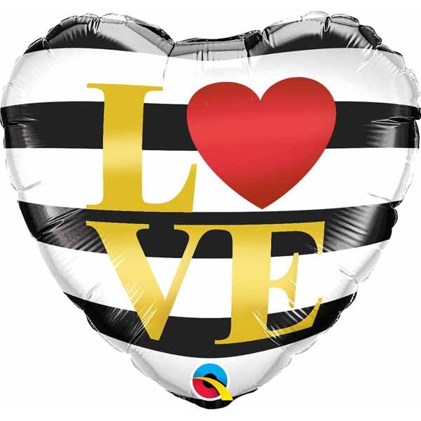 Love Horizontal Stripe 18-Inch Heart Foil Balloon