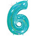 Megaloon Number 6 Holographic Balloon, 40 Inch