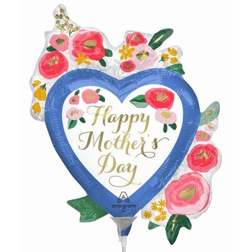 Mother's Day Painted Floral Heart Mini Foil Balloon