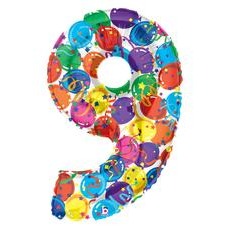 Party Megaloons Number 9 Balloon, 40 Inch