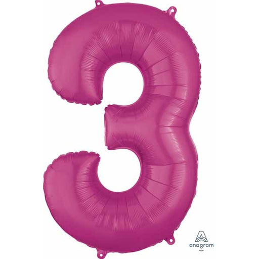 26-Inch Pink Number 3 Balloon